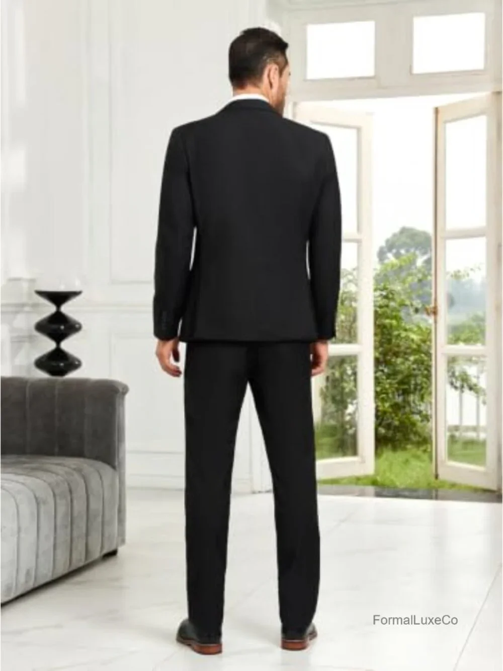 Men's 3 Piece Slim Fit Double Breasted Suit Set Tuxedo for Wedding Prom Groom